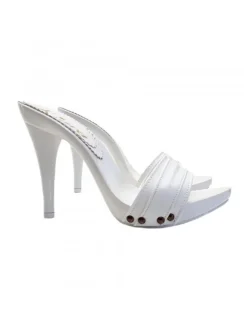 WHITE CLOGS IN LEATHER - KM7401 BIANCO