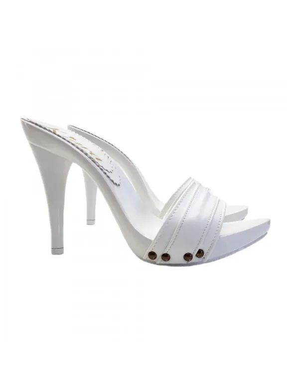 WHITE CLOGS IN LEATHER - KM7401 BIANCO