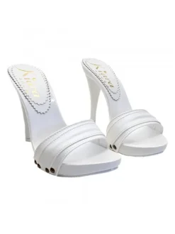 WHITE CLOGS IN LEATHER - KM7401 BIANCO