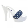 WHITE CLOGS WITH BLUE POLKA DOT BAND