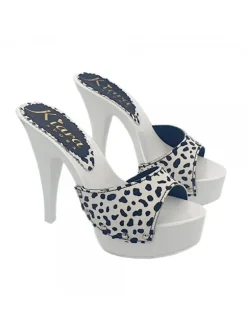 WHITE CLOGS WITH DALMATIAN EFFECT HEEL 13
