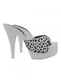 WHITE CLOGS WITH DALMATIAN EFFECT HEEL 13