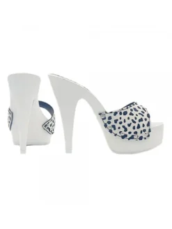 WHITE CLOGS WITH DALMATIAN EFFECT HEEL 13