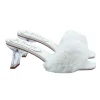 WHITE CLOGS WITH FUR AND TRANSPARENT HEEL