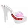WHITE CLOGS WITH PINK GLASS BAND