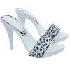 WHITE CLOGS WITH "DALMAT EFFECT" PRINT AND HIGH HEEL