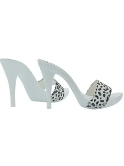 WHITE CLOGS WITH "DALMAT EFFECT" PRINT AND HIGH HEEL