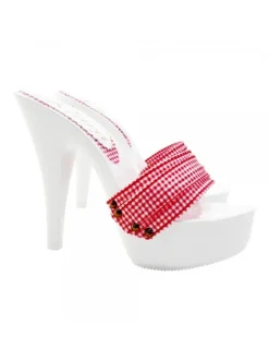 WHITE CLOGS WITH RED PIN UP BAND