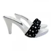 WHITE HEEL CLOGS WITH BLACK POLKA DOT UPPER
