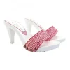 WHITE HEEL CLOGS WITH RED PIN-UP STYLE UPPER
