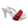 WHITE HEEL CLOGS WITH RED POLKA DOT UPPER