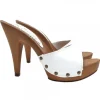 WHITE LEATHER CLOGS WITH HEEL 11