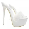 WHITE PATENT CLOGS WITH VERY HIGH FUR