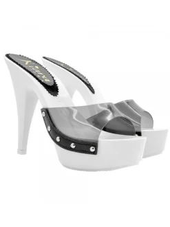 WHITE SANDALS WITH BLACK TRANSPARENT BAND