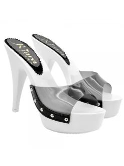 WHITE SANDALS WITH BLACK TRANSPARENT BAND