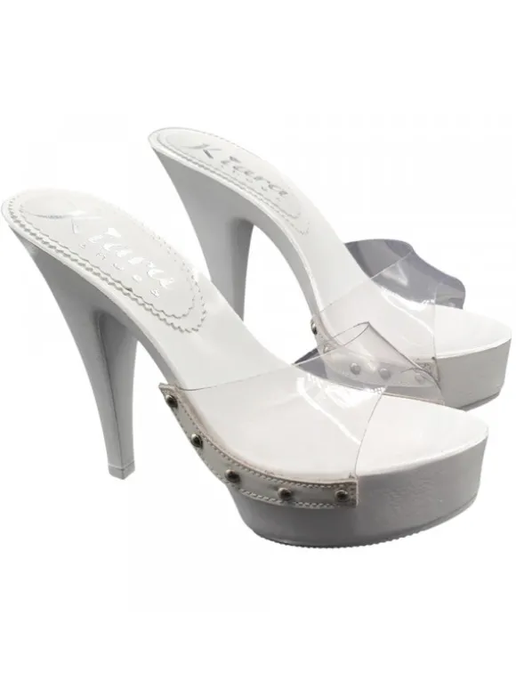 WHITE SANDALS WITH TRANSPARENT BAND