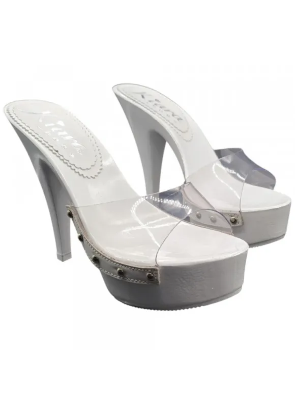 WHITE SANDALS WITH TRANSPARENT BAND
