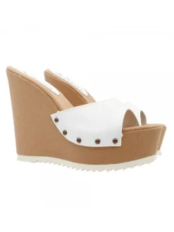 WHITE WEDGES IN ROPE WITH HIGH HEEL