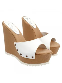 WHITE WEDGES IN ROPE WITH HIGH HEEL