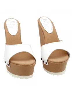 WHITE WEDGES IN ROPE WITH HIGH HEEL