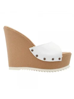 WHITE WEDGES IN ROPE WITH HIGH HEEL