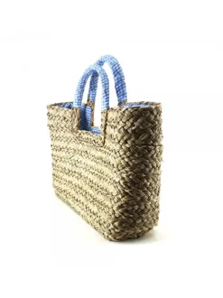 WICKER BAG IN TURQUOISE COLOR TWO SIZES