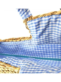 WICKER BAG IN TURQUOISE COLOR TWO SIZES