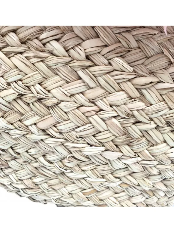 WICKER BAG WITH PINK FLOWERED EDGE