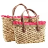WICKER BAG WITH RED POLKA DOT LACE