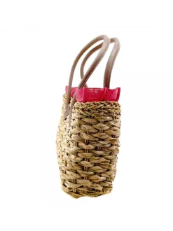 WICKER BAG WITH RED POLKA DOT LACE