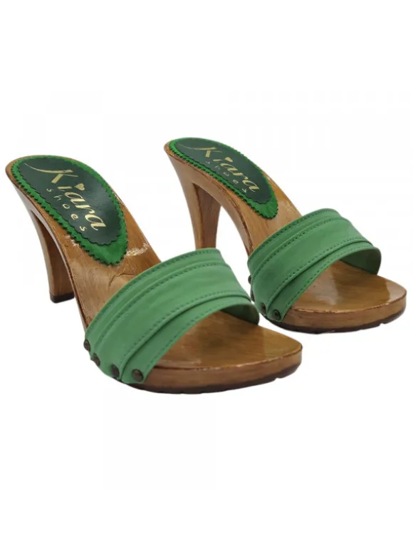 WOMAN CLOG GREEN HEEL 9 CM