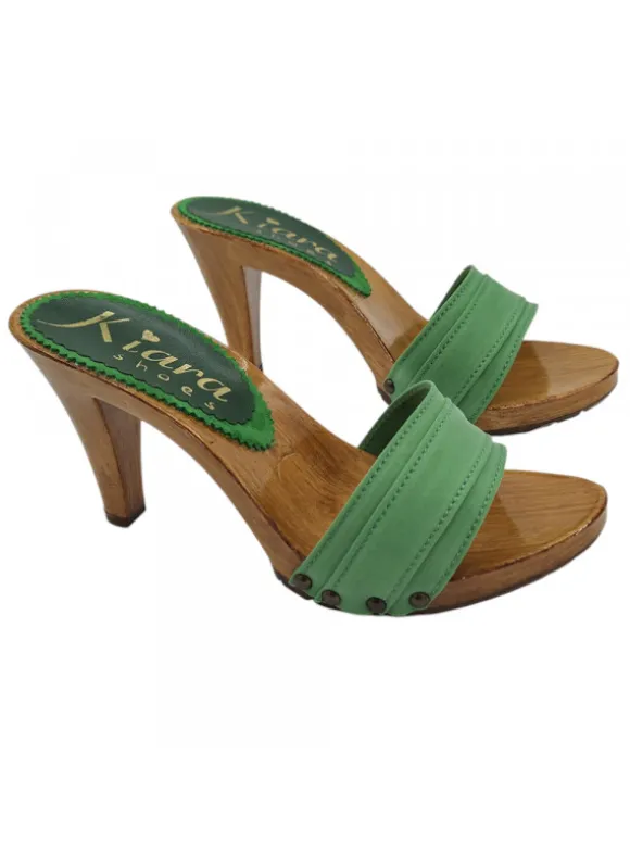 WOMAN CLOG GREEN HEEL 9 CM