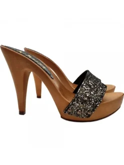WOMAN CLOG WITH GLITTER HEEL 11