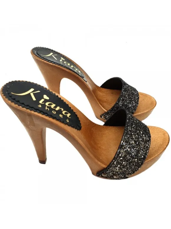 WOMAN CLOG WITH GLITTER HEEL 11