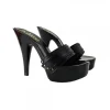 WOMAN LEATHER BLACK CLOG HEEL
