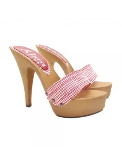 WOMAN RED PIN-UP STYLE CLOGS HEEL 13