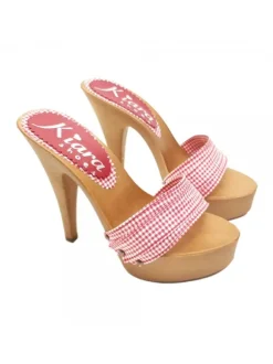 WOMAN RED PIN-UP STYLE CLOGS HEEL 13