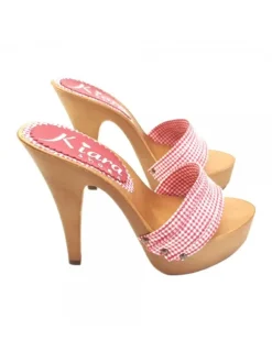 WOMAN RED PIN-UP STYLE CLOGS HEEL 13