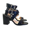WOMAN'S FASHION BLACK SANDAL WITH DOUBLE ANKLE STRAP