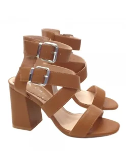 WOMAN'S FASHION SANDAL WITH DOUBLE ANKLE STRAP - HEEL 9 CM