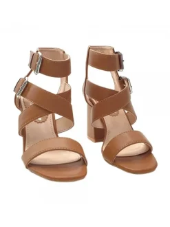 WOMAN'S FASHION SANDAL WITH DOUBLE ANKLE STRAP - HEEL 9 CM
