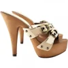 Women's Beige Patent Clogs Made in Italy | 13 cm Heel & Comfort