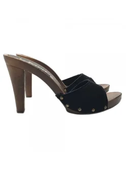 WOMEN'S BLACK CLOGS IN SUEDE HEEL 11
