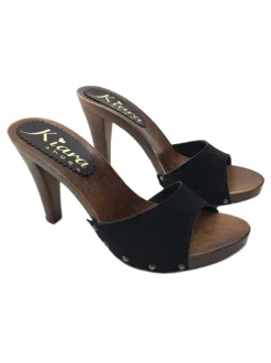 WOMEN'S BLACK CLOGS IN SUEDE HEEL 11