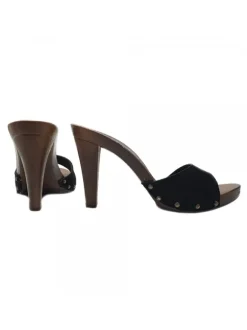 WOMEN'S BLACK CLOGS IN SUEDE HEEL 11