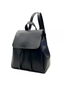 WOMEN'S BLACK LEATHER BACKPACK