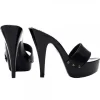 WOMEN'S BLACK LEATHER HEEL CLOG