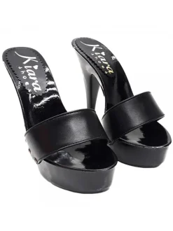 WOMEN'S BLACK LEATHER HEEL CLOG