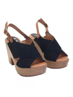 WOMEN'S BLACK SANDALS IN SYNTHETIC SUEDE