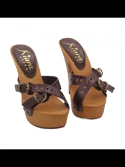 WOMEN'S CLOGS, 13 CM HEEL - CROSSED BAND